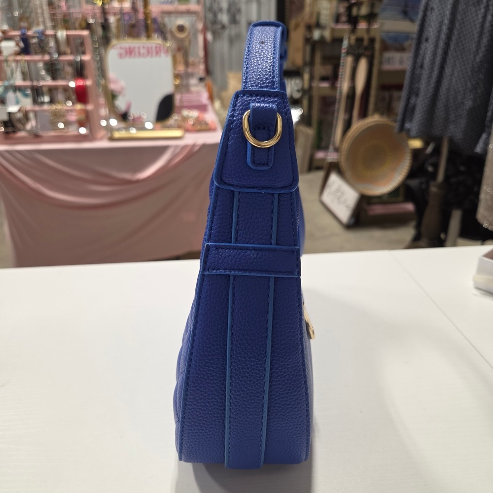 Blue Quilted Hobo Shoulder Bag and Wallet Set - Picture 4 of 8